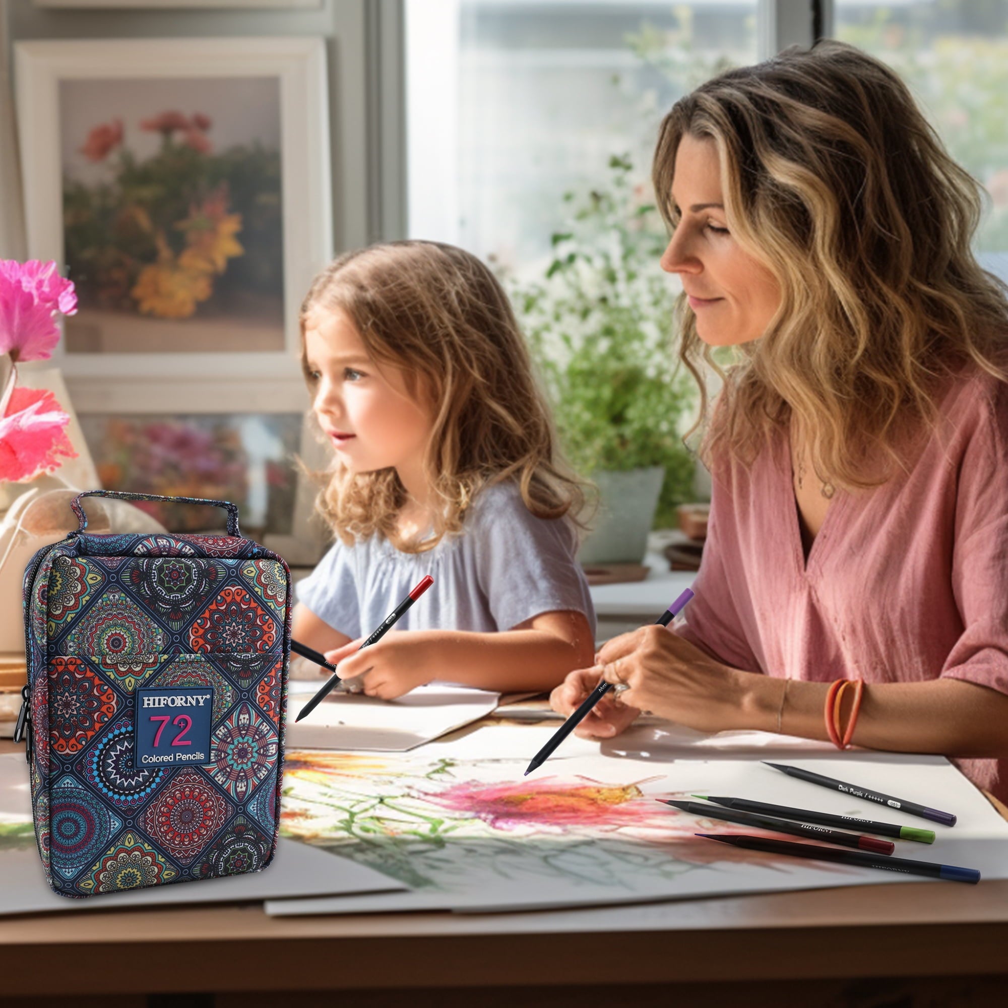 HIFORNY 78 Pack Premium Black Edition Colored Pencils Set for Adults Coloring – 72 Coloring Pencils with Extras,Artists Soft Core,Art Supplies for Adults Beginners