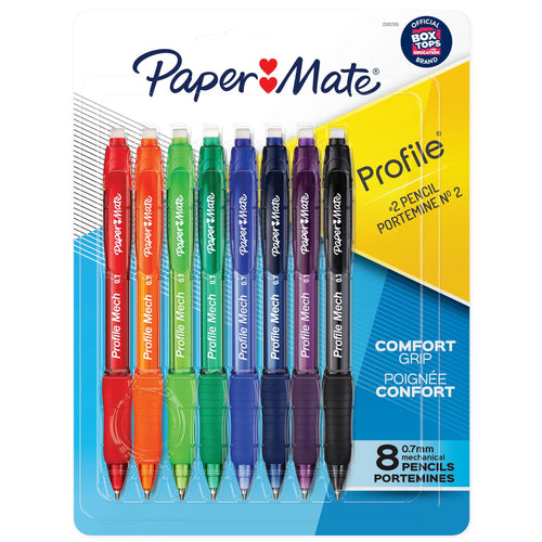 (3 pack) Paper Mate Profile Mechanical Pencil Set, 0.7mm #2 Pencil Lead, Assorted Barrel Colors, 8 Count